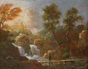 Willem van Bemmel Landschap figuur op een brug bij een waterval china oil painting reproduction